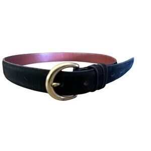 Coach Women's Black Leather Cowhide Solid Brass Buckle Belt Size Small